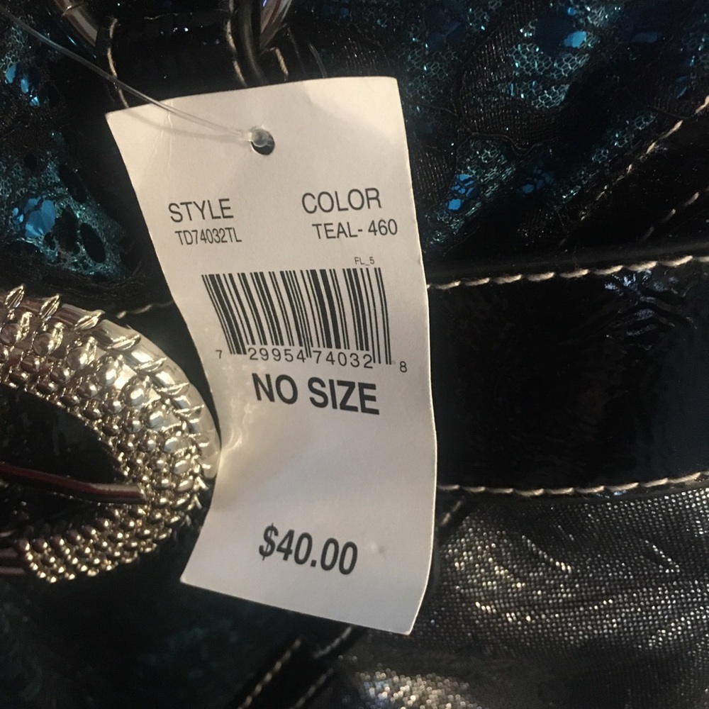 Black/teal purse with buckle-NWT - Picture 6 of 8
